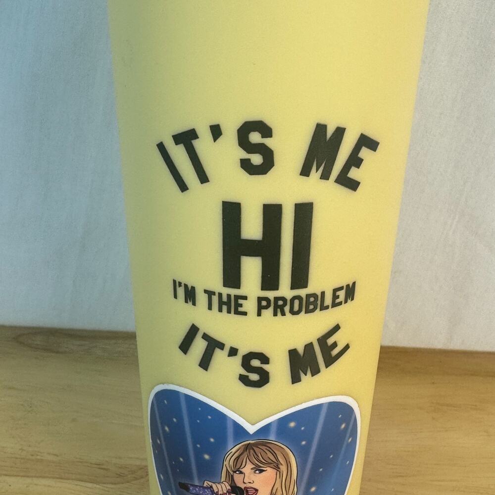 Taylor Swift "It's Me Hi I'm the Problem It's Me" Tumbler w/Straw & Sticker - Picture 3 of 7